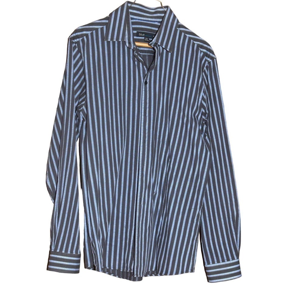 Blue Pronto Uomo blue on blue long sleeve button up shirt size M